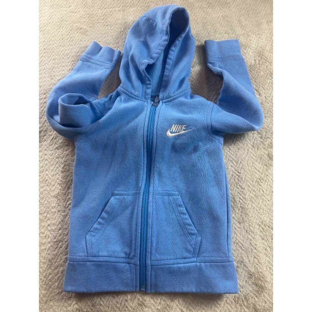 Nike Hoodie Kids 4XS (3-4 YRS) Blue Fleece Long Sleeve Full-Zip Outdoor Logo